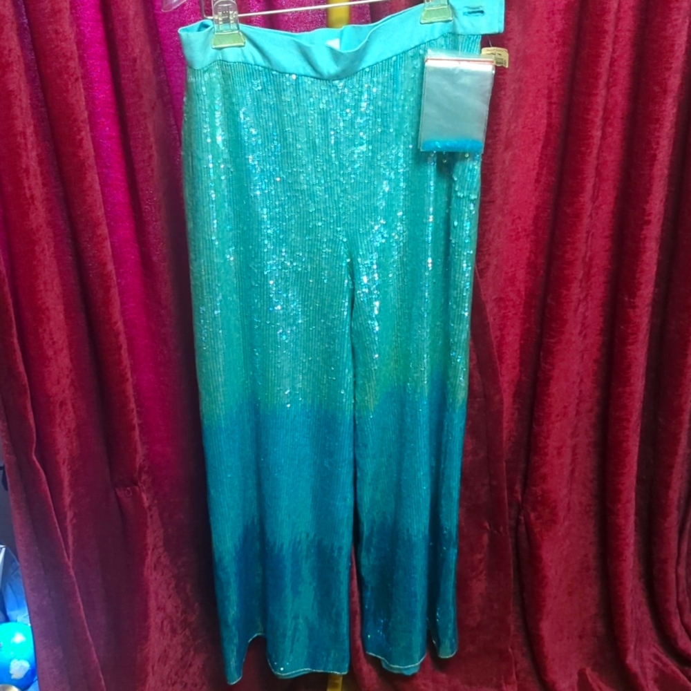 Beautiful Escada Couture Ombre Sequin Wide Leg Pants Beaded See PatBo